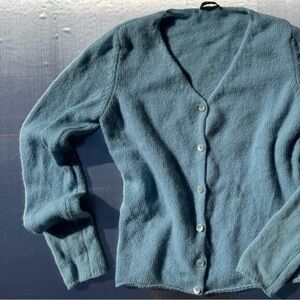 Women's Blue Button Up Cardigan Sweater